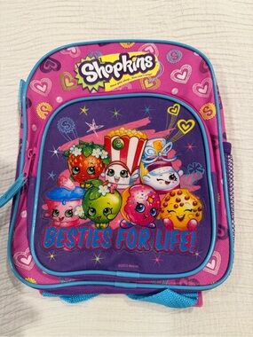 Shopkins Pink & Purple Kids Backpack with Blue Trim - Besties Graphic